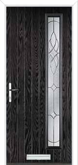 Cottage Long (off set) Elegance Composite Front Door in Black Brown