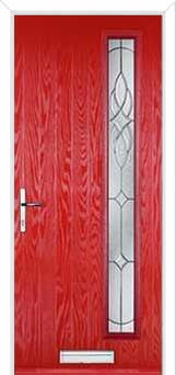 Cottage Long (off set) Elegance Composite Front Door in Poppy Red