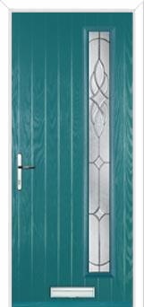Cottage Long (off set) Elegance Composite Front Door in Turquoise Blue