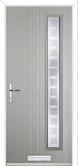 Cottage Long (off set) Etched Squares Composite Front Door in Agate Grey