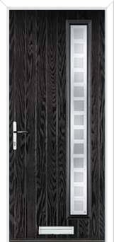 Cottage Long (off set) Etched Squares Composite Front Door in Black Brown