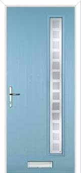 Cottage Long (off set) Etched Squares Composite Front Door in Duck Egg Blue