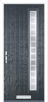 Cottage Long (off set) Etched Squares Composite Front Door in Anthracite Grey