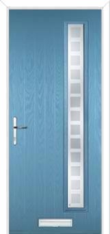 Cottage Long (off set) Etched Squares Composite Front Door in Pastel Blue