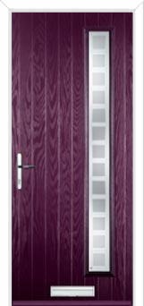 Cottage Long (off set) Etched Squares Composite Front Door in Purple Violet