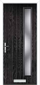 Cottage Long (off set) Glazed Composite Front Door in Black Brown