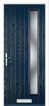 Cottage Long (off set) Glazed Composite Front Door in Dark Blue