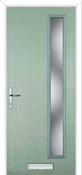 Cottage Long (off set) Glazed Composite Front Door in Chartwell Green