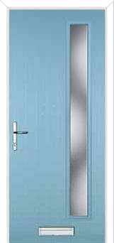 Cottage Long (off set) Glazed Composite Front Door in Duck Egg Blue