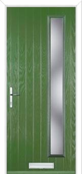 Cottage Long (off set) Glazed Composite Front Door in Fern Green