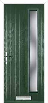 Cottage Long (off set) Glazed Composite Front Door in Green