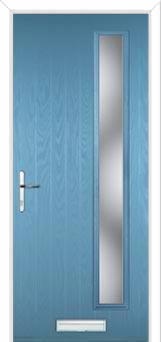 Cottage Long (off set) Glazed Composite Front Door in Pastel Blue