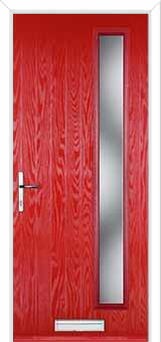 Cottage Long (off set) Glazed Composite Front Door in Poppy Red