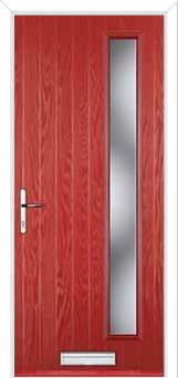 Cottage Long (off set) Glazed Composite Front Door in Red