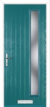 Cottage Long (off set) Glazed Composite Front Door in Turquoise Blue
