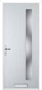 Cottage Long (off set) Glazed Composite Front Door in White