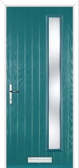 Cottage Long (off set) Kensington Composite Front Door in Turquoise Blue