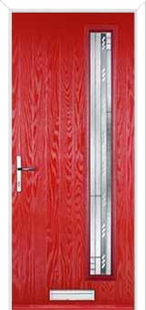 Cottage Long (off set) Matrix Composite Front Door in Poppy Red