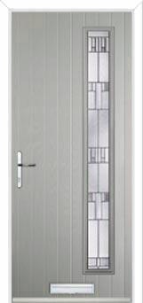 Cottage Long (off set) Prairie Composite Front Door in Agate Grey