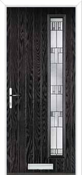 Cottage Long (off set) Prairie Composite Front Door in Black Brown