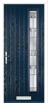 Cottage Long (off set) Prairie Composite Front Door in Dark Blue