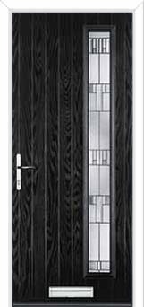 Cottage Long (off set) Prairie Composite Front Door in Black