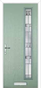 Cottage Long (off set) Prairie Composite Front Door in Chartwell Green