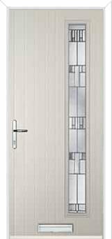 Cottage Long (off set) Prairie Composite Front Door in Cream