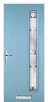 Cottage Long (off set) Prairie Composite Front Door in Duck Egg Blue