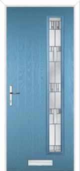 Cottage Long (off set) Prairie Composite Front Door in Pastel Blue