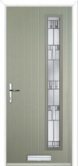 Cottage Long (off set) Prairie Composite Front Door in Pebble Grey