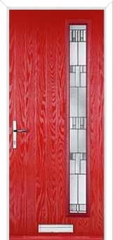 Cottage Long (off set) Prairie Composite Front Door in Poppy Red