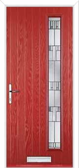 Cottage Long (off set) Prairie Composite Front Door in Red