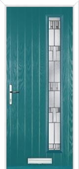 Cottage Long (off set) Prairie Composite Front Door in Turquoise Blue