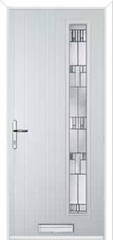 Cottage Long (off set) Prairie Composite Front Door in White