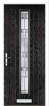 Cottage Long (centre) Prairie Composite Front Door in Black Brown