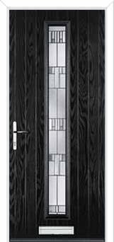 Cottage Long (centre) Prairie Composite Front Door in Black