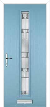 Cottage Long (centre) Prairie Composite Front Door in Duck Egg Blue