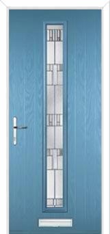 Cottage Long (centre) Prairie Composite Front Door in Pastel Blue