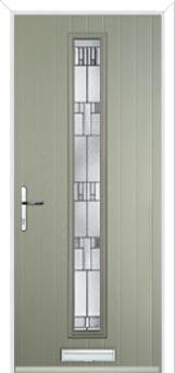 Cottage Long (centre) Prairie Composite Front Door in Pebble Grey