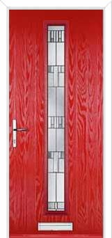 Cottage Long (centre) Prairie Composite Front Door in Poppy Red