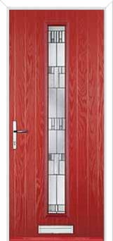 Cottage Long (centre) Prairie Composite Front Door in Red