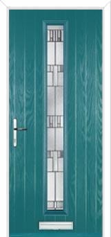 Cottage Long (centre) Prairie Composite Front Door in Turquoise Blue