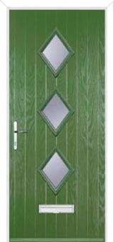 Diamond 3 Composite Front Door in Fern Green