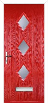 Diamond 3 Composite Front Door in Poppy Red
