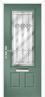 Gleneagles Crystal Flower Composite Front Door in Chartwell Green