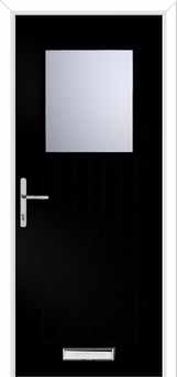 Merion Farmhouse Glazed Composite Front Door in Black Brown