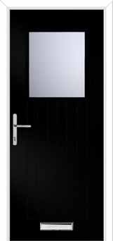 Merion Farmhouse Glazed Composite Front Door in Black