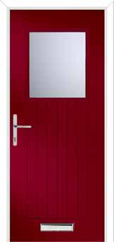 Merion Farmhouse Glazed Composite Front Door in Red