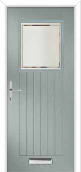 Merion Farmhouse Victorian Border Composite Front Door in Agate Grey